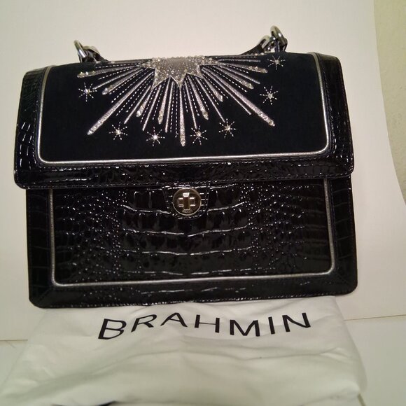 BRAHMIN Revel Collection Black Hallie Satchel Bag - Picture 5 of 10